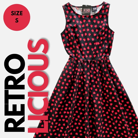 Retrolicious Dresses & Skirts - NWT Retrolicious Heart Print Midi Dress Size S